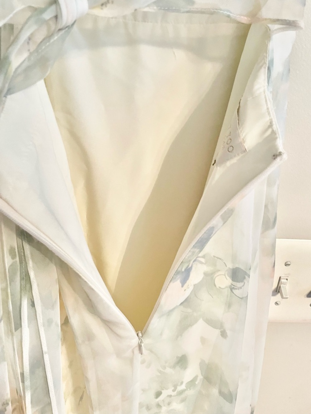 Jenny Yoo Collection Floral Chiffon Maxi Dress Green Cream V-Neck Gown Size 6 - Picture 8 of 15